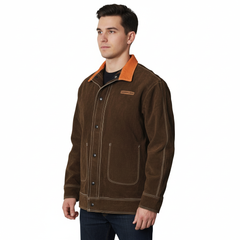 CLOTHCRUSH Men's Brown Suede Workwear Jacket – Rugged Stitch Detail