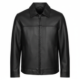 CLOTHCRUSH Men's Classic Beige Faux Leather Zip-Up Jacket