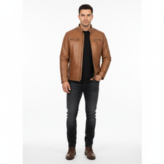 CLOTHCRUSH Men's Black Moto Faux Leather Biker Jacket
