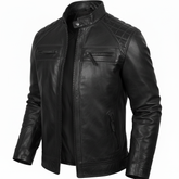 CLOTHCRUSH Men's Black Moto Faux Leather Biker Jacket