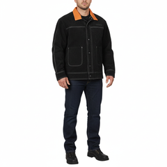 CLOTHCRUSH Men's Brown Suede Workwear Jacket – Rugged Stitch Detail